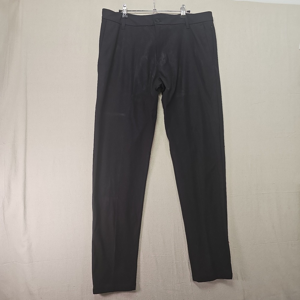 Lululemon Mens 36x33 Black ABC Commission Warpstreme Slim Fit Performance DAMAGE